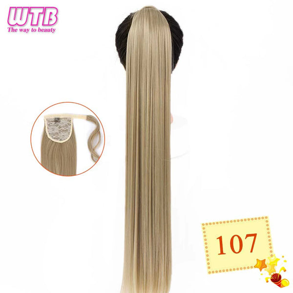 WTB Synthetic Wrap Wround Ponytail Hair Extension Long Straight Women's Clip in Hair Extensions Pony Tail False Hair 32 Inch