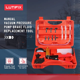 LUTIFIX Manual Vacuum Bleeding Brake Fluid Bleeder Tools Vacuum Pistol Pump Tester Kit Aluminum Pump Pressure Vacuum Gauge