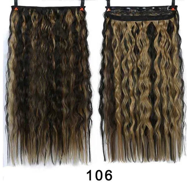 XUANGUANG Long Synthetic Hair 5 Clips in Hair Extension Heat Resistant Hairpiece Natural Wavy Hair Piece