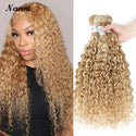 Highlight Water Wave Bundles P27/613  Human Hair Bundles 8 -30 Inch Wet and Wavy Ombre Honey Blonde Deep Curly Hair  1 3 4 Pcs