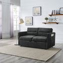 Loveseats Sofa Bed With Pull-Out Bed,Adjsutable Back and Two Arm Pocket,Black (54.5"x33"x31.5")