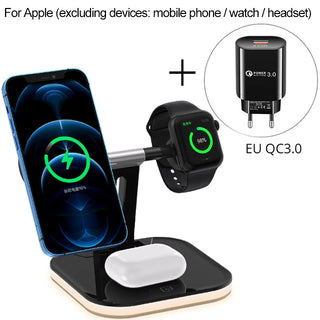 Buy at1-bk-eu 3 in 1 Magnetic Wireless Charger 15W Fast Charging Station for Magnetic iPhone 14 13 12 Pro Max Chargers for Apple Watch Airpods