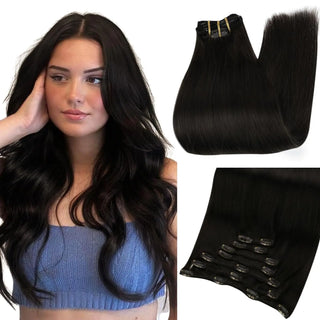 Buy 1b LaaVoo Human Hair Clip in Extensions 7Pcs Real Remy Hair Extensions Clip in Human Hair Black Hair Straight Natural Hair Blonde