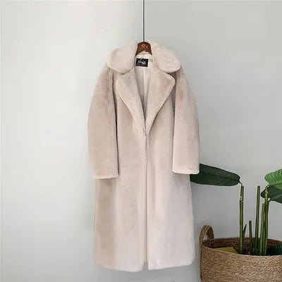 New Elegant Long Winter Faux Fur Coat Women Fashion Plush Fur Coats Loose High Quality Thick Warm Winter Fur Overcoat