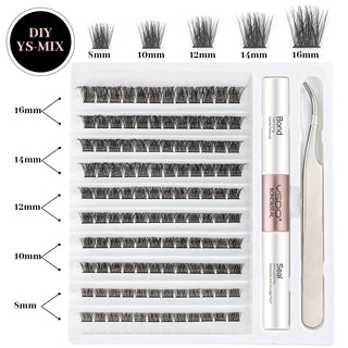 Buy ysmix-set Fake Eyelashe Clusters Lash Bond and Seal Makeup Tools Mix DIY Lower Lashes Extension Kit Tweezers Waterproof False Lashes Set