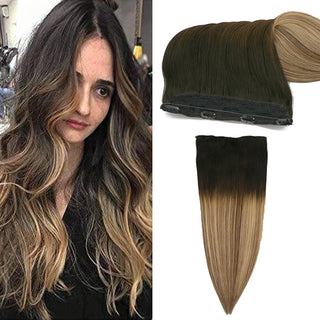 Buy color-1b-4-27 Best Quality Brazilian Wire in Hair Extensions Straight 14-22inch Remy Invisible Fish Line Human Hair Extensions With 4 Clips