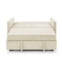 Loveseats Sofa Bed With Pull-Out Bed,Adjsutable Back and Two Arm Pocket,Beige (54.5"x33"x31.5")