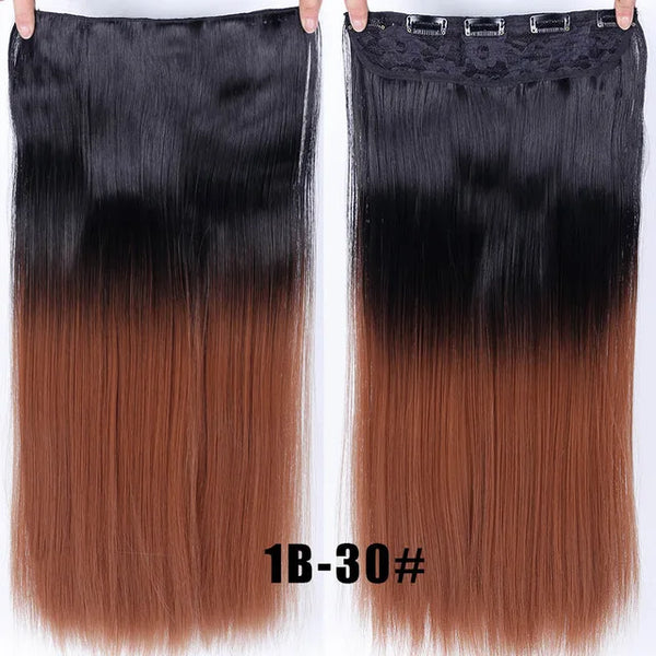 XUANGUANG Long Synthetic Hair 5 Clips in Hair Extension Heat Resistant Hairpiece Natural Wavy Hair Piece