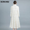 HDHOHR 2024 High Quality Natural Mink Fur Coats Long With Skirt Women Winter Real White Mink Coats Slim Warm Fur Jackets Feamle