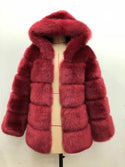 ZADORIN Winter Thick Warm Fluffy Faux Fur Coat Women Furry Hooded Long Sleeve Faux Fur Jacket Luxury Fur Coats Female Outerwears