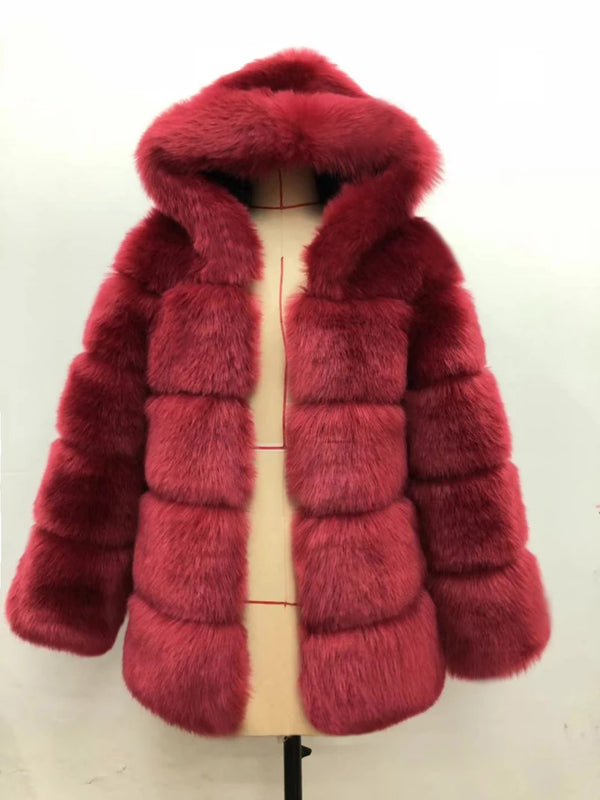 ZADORIN Winter Thick Warm Fluffy Faux Fur Coat Women Furry Hooded Long Sleeve Faux Fur Jacket Luxury Fur Coats Female Outerwears