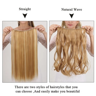 LUPU Synthetic Hair Extensions Invisible Fash Line No Clips in Hairpieces Natural Secret Wire Fake Hair High Temperture Fiber