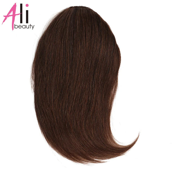 3 Clips Human Hair Bangs Remy Straight Clip in Hair Extensions Gradient Bangs 3D Blunt Cut Natural Hair Fringe Hairpiece