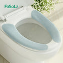 FaSoLa Printed Toilet Seat Cover Washable Fiber Cloth Toilet Pad Soft Thicker Warmer Sticky Toilet Seat Cushion for Bathroom