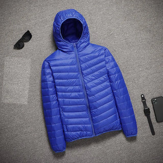 Buy blue-hooded 2023 New Hooded Ultralight Quilted Coat for Warm Winter Down Coats Light Puffer Lightweight Down Jackets Men&#39;s Jackets Spring