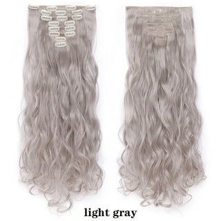 Buy light-gray HAIRRO 24Inches 170g 36 Colors Long Straight Synthetic Hair Extensions Clips in High Temperature Fiber Black Brown Hairpiece