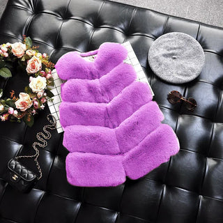 Buy tora-purple Kids Girls Faux Fur Vest Coats Winter Warm Waistcoat Sleeveless Children Fur Jacket Baby Girls Outwear Clothes TZ246