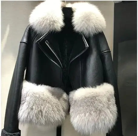 2019 Luxury Women's Real Fur Coat Thick Lamb Wool Fur Jacket Long Sheep Shearling Female Jackets Winter With Fox Coats