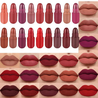 18Pcs/Set DNM Capsule Lipstick Set Color Fixing Lasting Non-Stick Cup Mouth Red Nude Makeup Sexy Women's Lips Solid Lip Gloss