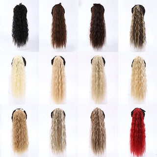 AILIADE Synthetic 22inch Long Bouncy Curly Hair  Ponytail Extensions Hairpiece Drawstring Heat Resistant Brown Hair Extension