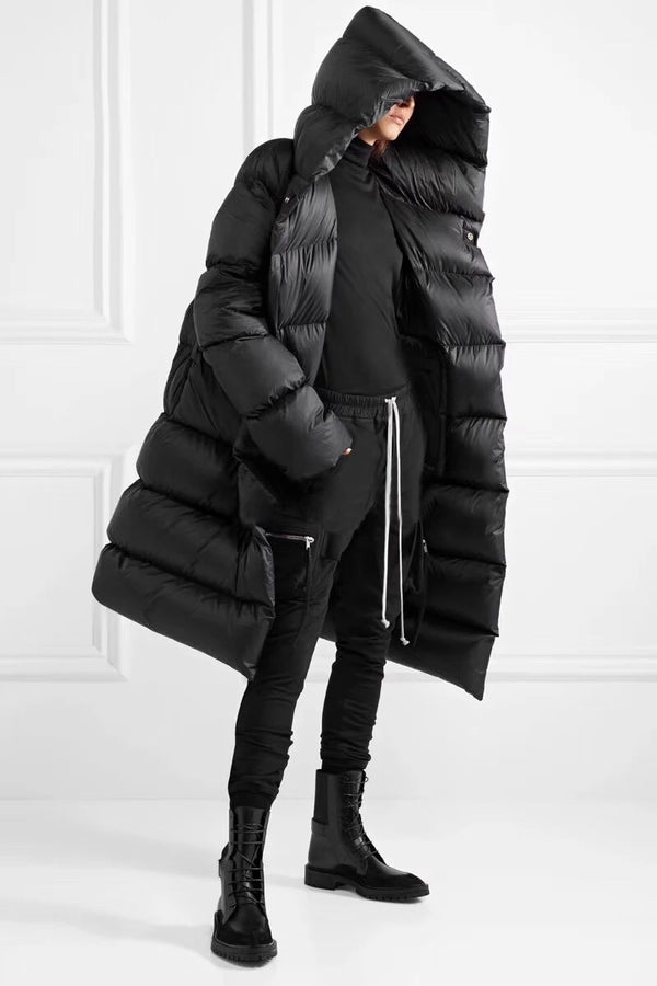 New Fashion Fluffy Goose Down Warm Oversized Down Parkas Coat Female Winter Coats Bread Style Hooded Longer Warm Jackets Wq2592