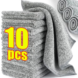 Bamboo Charcoal Cleaning Towel Kitchen Microfiber Cloth Rags Super Absorbent Non-Stick Oil Soft Dish Wipe Household Clean Towel