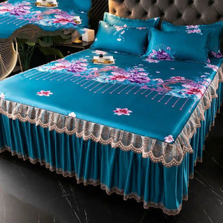 Buy 5 Bed Dress Sets Lace Bed Sheet Pillow Cases 3 Pieces/Set Set for King/Queen Double Size Bed Top Fashion Flower Bedding Set