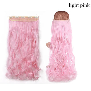 Buy t1911 BENEHAIR Synthetic Hairpieces 24&quot; 5 Clips in Hair Extension One Piece Long Curly Hair Extension for Women Pink Red Purple Hair