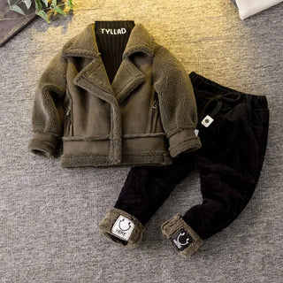 2021 Boys Girls Fake Fur Coats Thickening Cashmere  Warm Kids Winter Jackets Overcoats Children Clothes Outfits