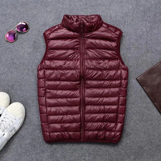 Buy burgundy Coat Ultralight Sleeveless Puffer Vest Jacket Ultra Thin Warm Lightweight Down Jacket Waistcoat Winter Men Duck Down Vest Coats