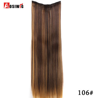 Buy 106 AOSIWIG Long Straight Natural Fake Hairpieces Black Brown Color  High Temperture Synthetic 5 Clip in Hair Extensions for Women