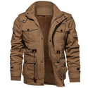 Winter Jackets Men's Hooded Plush Thickened Coat Autumn Large Tactical Cotton Medium and Long Work Clothes Bomber Tactical Coats