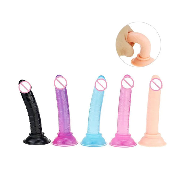 Porno Mini Jelly Dildo for Woman Small Penis Sex Toy Sucker Penis Crystal Transparent Quality TPE Sex Toys Female Sex Shop