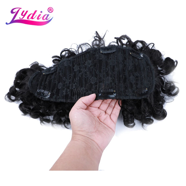 Lydia Synthetic High Puff Afro Short Curly Middle-Part Wig Clips in Hair Extension African American 90g/Pcs Hairpiece Chignon