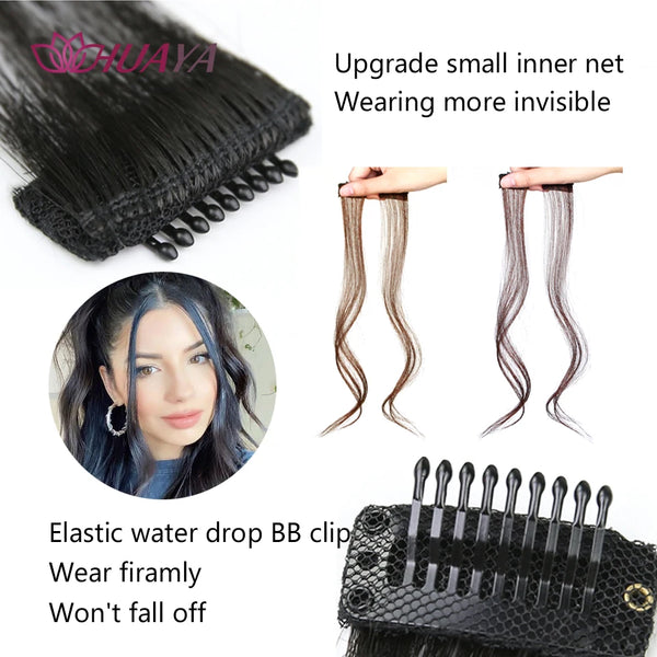 HUAYA Synthetic Hair Bangs Clips Front Side Long Bangs Fake Fringe Clip in Hair Extensions Accessories for Women