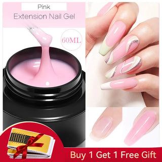 Buy pink-60ml BORN PRETTY 60/30ml Hard Jelly Extension Nail Gel Polish French Nails Nude Pink White Clear Nail Supplies Gel for Extension