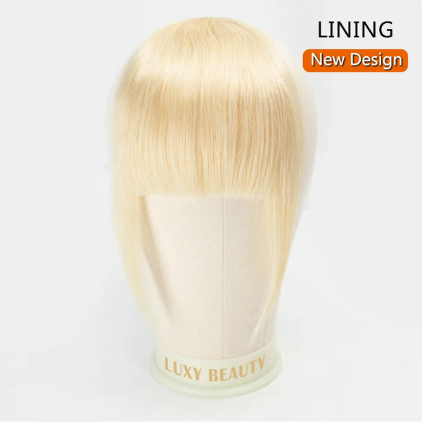 Human Hair Bangs 3 Clips 3D Blunt Cut Natural Hair Bangs OverHead Clip in Hair Extensions Non-Remy 2.5"x4.5" Black Brown Blonde