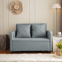 Modern Love Seat Futon Sofa Bed With Headboard,Linen Love Seat Couch,Pull Out Sofa Bed With 2 Pillows & 2 Sides Pockets