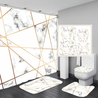 Buy a1 Geometric Golden Crackle Marble Shower Curtain Set Washable Bath Non-Slip Mat Rugs Carpet Toilet Seat Cover Modern Home Decor