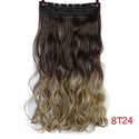 WTB Synthetic Long Straight 5 Clip in Hair Extensions 3/4 Full Head Hairpieces Natural Black to Grey Ombre Two Tones Fake Hair