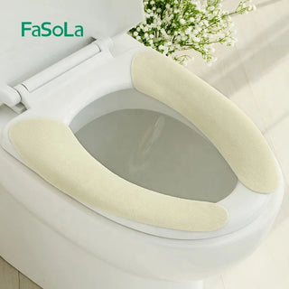 Buy green FaSoLa Printed Toilet Seat Cover Washable Fiber Cloth Toilet Pad Soft Thicker Warmer Sticky Toilet Seat Cushion for Bathroom