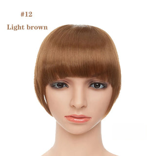 Buy light-brown BENEHAIR Fake Bangs Synthetic Blunt Bang Clip in Hair Extension Women Blunts Fringe Hair Black Brown Bangs 2 Clips In