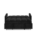 Loveseats Sofa Bed With Pull-Out Bed,Adjsutable Back and Two Arm Pocket,TypeC and USB Charging With Copper Nail,Black (4