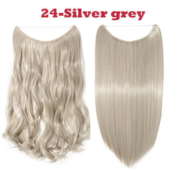 HAIRRO 20 Inches Wave Hair Extensions No Clip in Ombre Blonde Black Hair Synthetic Natural Hidden Secret False Hair Piece