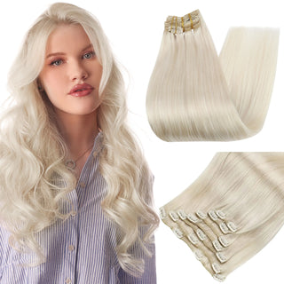 Buy 60-platinum-blonde Full Shine Human Hair Extensions Clip in Hair Extensions Human Hair 7PCS 105G Double Weft Hair Extensions Human Hair for Woman