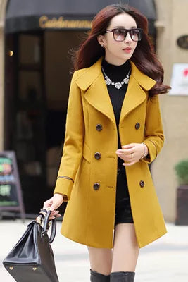 UHYTGF Coat Woman Autumn Winter 2023 Wool Coats for Women Overcoat Double-Breasted Woolen Jackets for Women Outerwear M-3xl 124