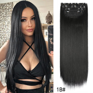 Buy 1b-zhi 4Pcs/Set 20Inch Synthetic Hair Clip in Long Wavy Thick Hairpieces