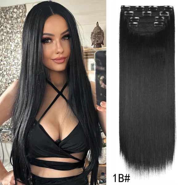 4Pcs/Set 20Inch Synthetic Hair Clip in Long Wavy Thick Hairpieces