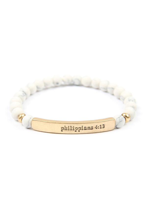 "Philippians 4:13" Natural Stone Stretch Bracelet