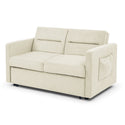 Loveseats Sofa Bed With Pull-Out Bed,Adjsutable Back and Two Arm Pocket,Beige (54.5"x33"x31.5")